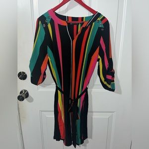 LIKE NEW New York & Company Striped Shirt Dress - Size: Large